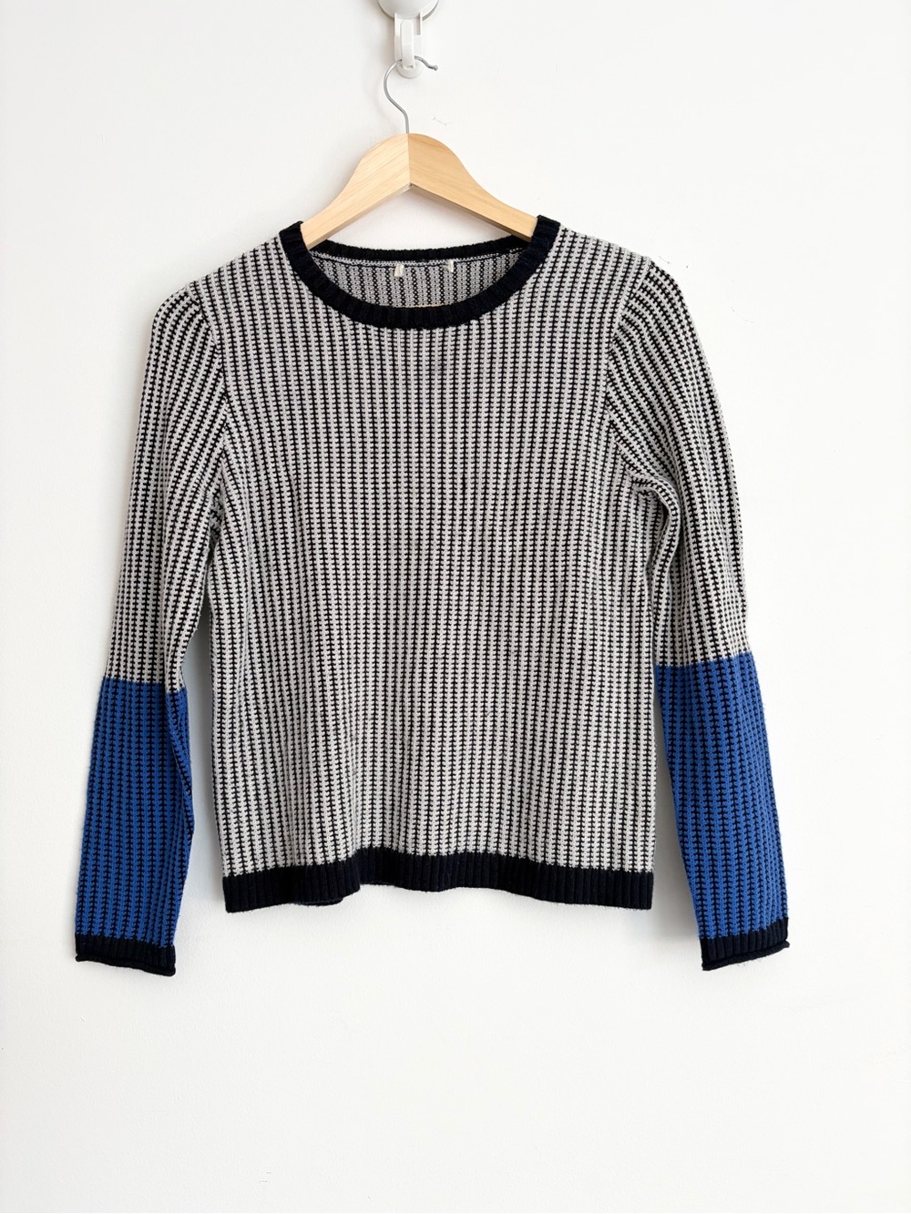 Lisa Todd Cotton Cashmere Colourblock Sweater Modern Preppy Minimalist XS